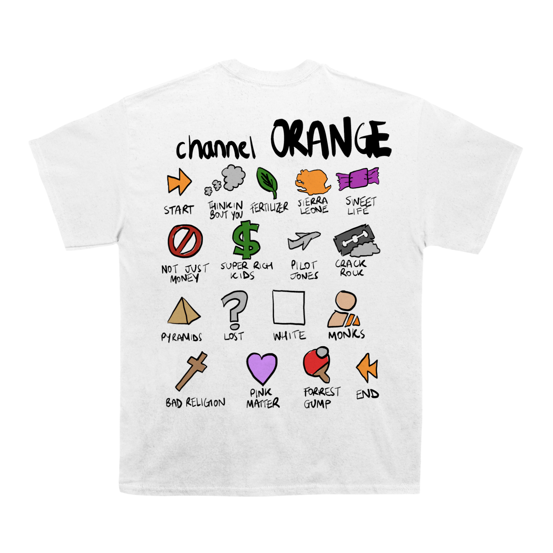 Frank Ocean Channel Orange Notebook T-shirt (With Backprint)